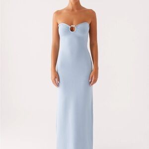 Peppermayo Light Blue Strapless Maxi Dress